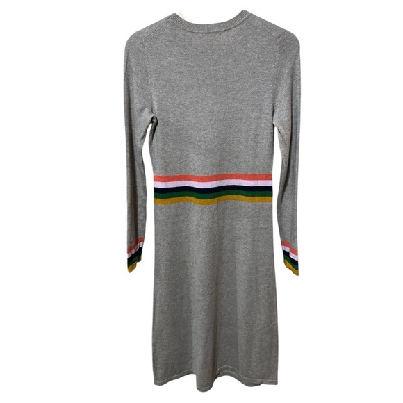 EUC - Boden sweater dress heathered oatmeal tan rainbow stripe size 4 Long - Picture 3 of 4